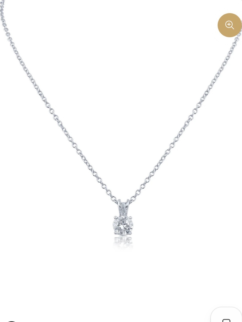 Zenzii Silver Cubic Zirconia Round Solitaire Diamond Necklace